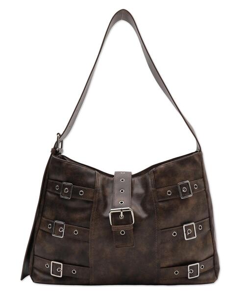 WEGO（ウィゴー）の「WEGO/ベルトデザインBIGショルダー（ショルダーバッグ・レディース・ブラウン/ブラック・FREE）」の17枚目の写真