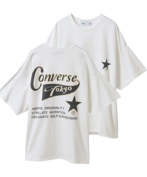 CONVERSE TOKYO（コンバーストウキョウ）の「【限定展開】FLAG LOGO TEE（Tシャツ/カットソー・レディース・ホワイト/ブラック/ライラック/ボルドー・MEDIUM/SMALL）」の2枚目の写真