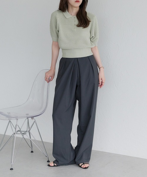 セール】パフスリーブニットポロシャツ（ニット/セーター）｜raffime