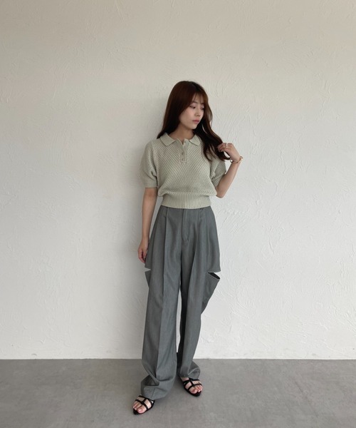 セール】パフスリーブニットポロシャツ（ニット/セーター）｜raffime