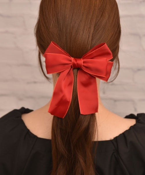 REDスクエア×ナチュラルwood   ヘアバレッタ セール】【float】サテン リボン デザイン バレッタ【6色展開