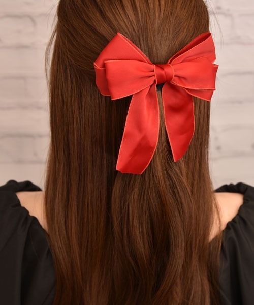 REDスクエア×ナチュラルwood   ヘアバレッタ REDスクエア×ナチュラルwood ヘアバレッタ REDスクエア×ナチュラルwood