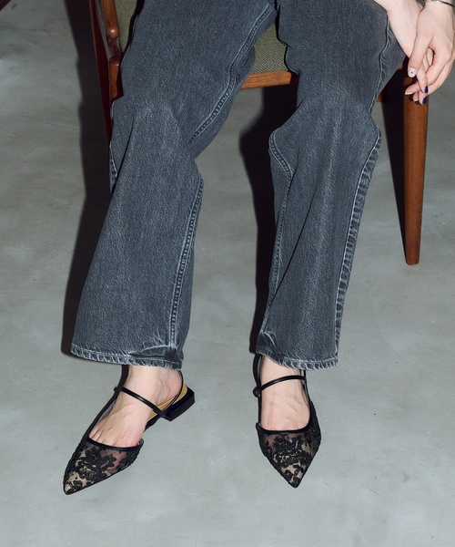 GRISEポインテッドコンビストラップスリングバック（その他シューズ