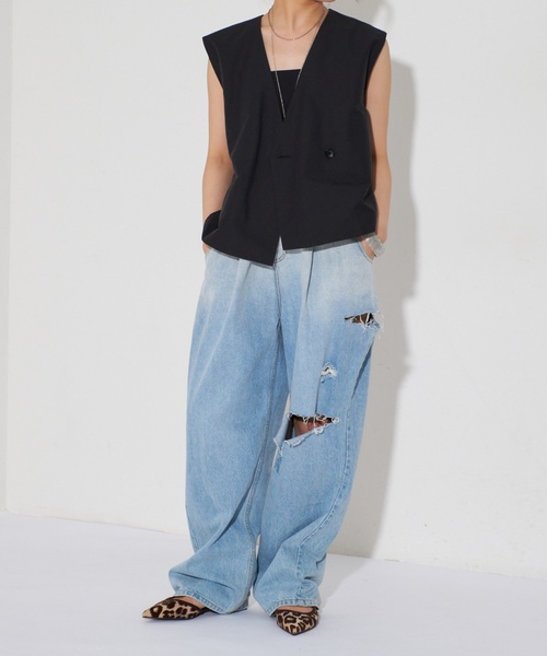 GRISEポインテッドコンビストラップスリングバック 詩人サンエイ