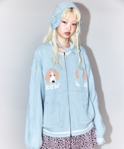 Candy Stripper（キャンディストリッパー）の「TWIN DOGS KNIT ジャンパー（ニット/セーター・レディース・ブルー/アイボリー/ブラック・FREE）」の6枚目の写真