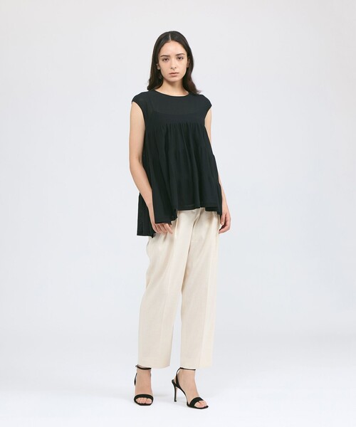 EPOCA（エポカ）の「コットンファイン ノースリーブニットプルオーバー（Tシャツ/カットソー・レディース・オフホワイト/ブルー系その他4/ブラック・40）」の7枚目の写真