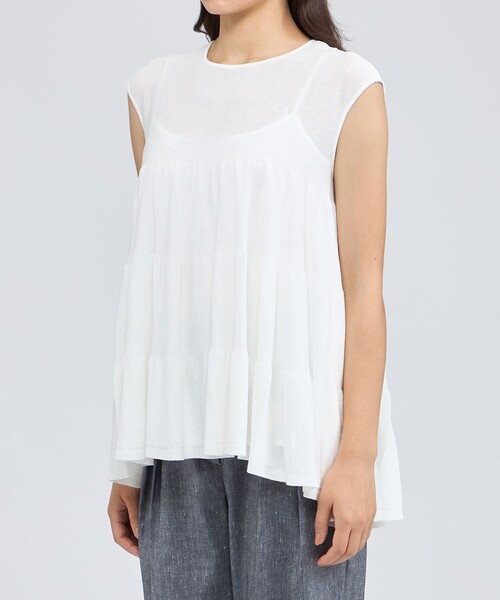 EPOCA（エポカ）の「コットンファイン ノースリーブニットプルオーバー（Tシャツ/カットソー・レディース・オフホワイト/ブルー系その他4/ブラック・40）」の12枚目の写真