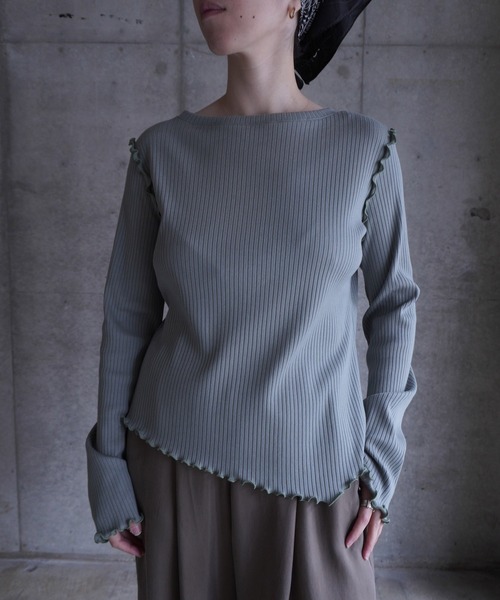 k3&co.（ケイスリーアンドコー）の「Thumbhole ribbed top（Tシャツ/カットソー・レディース・レッド/ブラック/セージグリーン・ONE SIZE）」の16枚目の写真