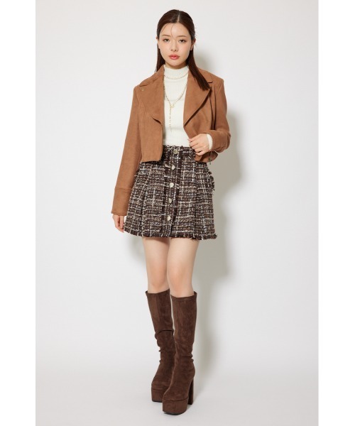 rienda（リエンダ）の「25AWフェイクスエードライダースジャケット 秋服（ライダースジャケット・レディース・ブラック/ブラウン系その他/ライトベージュ・SMALL/MEDIUM）」の11枚目の写真