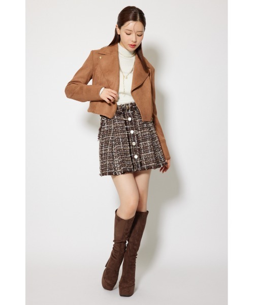 rienda（リエンダ）の「25AWフェイクスエードライダースジャケット 秋服（ライダースジャケット・レディース・ブラック/ブラウン系その他/ライトベージュ・SMALL/MEDIUM）」の12枚目の写真