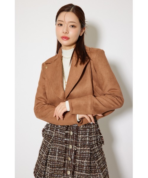 rienda（リエンダ）の「25AWフェイクスエードライダースジャケット 秋服（ライダースジャケット・レディース・ブラック/ブラウン系その他/ライトベージュ・SMALL/MEDIUM）」の13枚目の写真