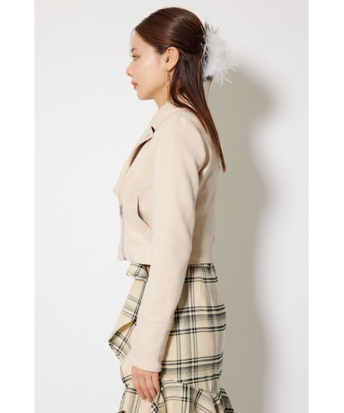 rienda（リエンダ）の「25AWフェイクスエードライダースジャケット 秋服（ライダースジャケット・レディース・ブラック/ブラウン系その他/ライトベージュ・SMALL/MEDIUM）」の21枚目の写真