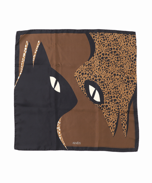 AENEIS/エネス】ECLIPSE ANIMAL SILK SCARF,68CM：スカーフ