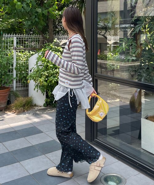 HELLO.SANFRANCISCO(ハローサンフランシスコ)の「【HELLO.SANFRANCISCO/ハローサンフランシスコ】カットアウトマルチボーダーTEE(Tシャツ/カットソー・レディース・ブラウン/オフホワイト/グレー・ONE SIZE)」の15枚目の写真