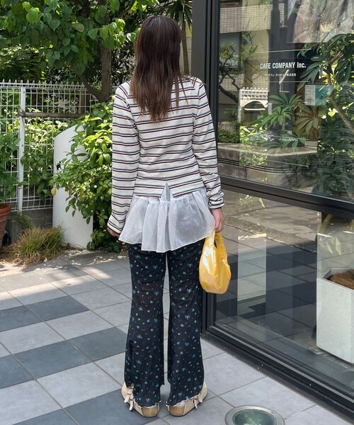 HELLO.SANFRANCISCO(ハローサンフランシスコ)の「【HELLO.SANFRANCISCO/ハローサンフランシスコ】カットアウトマルチボーダーTEE(Tシャツ/カットソー・レディース・ブラウン/オフホワイト/グレー・ONE SIZE)」の16枚目の写真