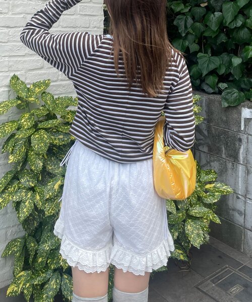 HELLO.SANFRANCISCO(ハローサンフランシスコ)の「【HELLO.SANFRANCISCO/ハローサンフランシスコ】カットアウトマルチボーダーTEE(Tシャツ/カットソー・レディース・ブラウン/オフホワイト/グレー・ONE SIZE)」の19枚目の写真