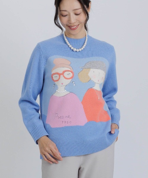 PICONE ピサの斜塔刺繍セーター 水色 楽天市場】ピッコーネ（セーター