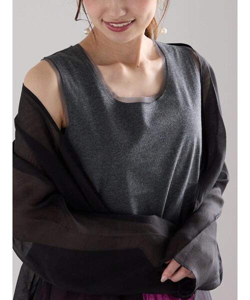 Te chichi(テチチ)の「チュールトリムタンクトップ(タンクトップ・レディース・ピンク/ブラック/チャコールグレー・F)」の3枚目の写真