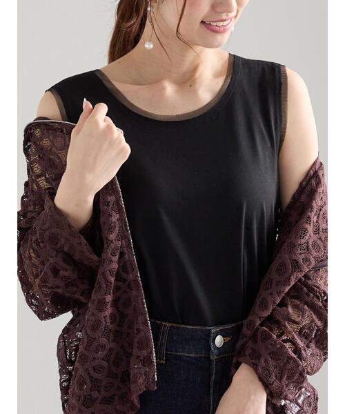 Te chichi(テチチ)の「チュールトリムタンクトップ(タンクトップ・レディース・ピンク/ブラック/チャコールグレー・F)」の6枚目の写真