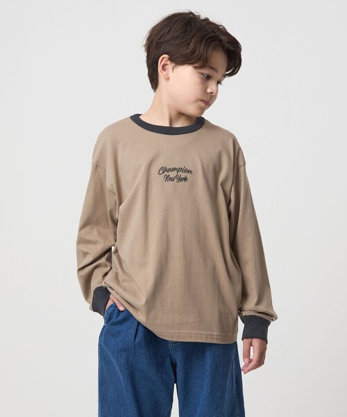 Champion（チャンピオン）の「＜Champion＞ロングスリーブ Tシャツ  / キッズ  140cm-160cm（Tシャツ/カットソー・キッズ・ブラック/ベージュ・150cm/160cm/140cm）」の3枚目の写真