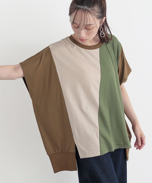 n'OrLABEL(ノアールレーベル)の「3配色ドルマンカットソー(Tシャツ/カットソー・レディース・カーキ/チャコール/ブルー・FREE)」の1枚目の写真