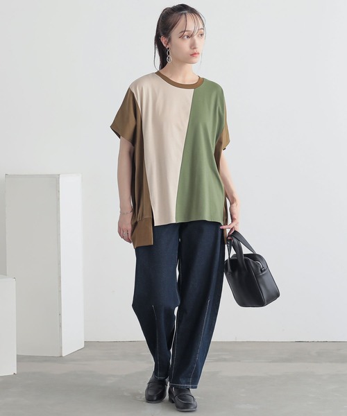 n'OrLABEL(ノアールレーベル)の「3配色ドルマンカットソー(Tシャツ/カットソー・レディース・カーキ/チャコール/ブルー・FREE)」の8枚目の写真
