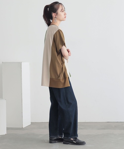 n'OrLABEL(ノアールレーベル)の「3配色ドルマンカットソー(Tシャツ/カットソー・レディース・カーキ/チャコール/ブルー・FREE)」の9枚目の写真