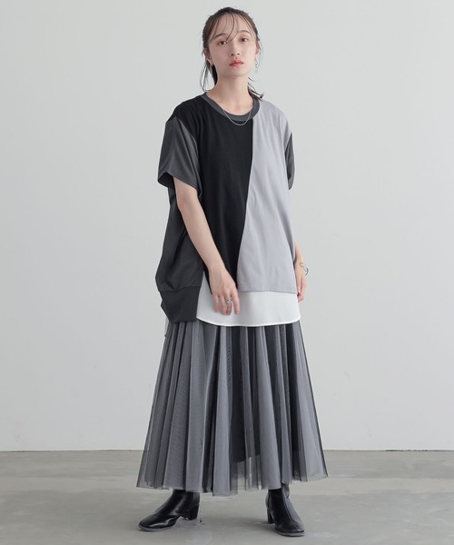 n'OrLABEL(ノアールレーベル)の「3配色ドルマンカットソー(Tシャツ/カットソー・レディース・カーキ/チャコール/ブルー・FREE)」の13枚目の写真