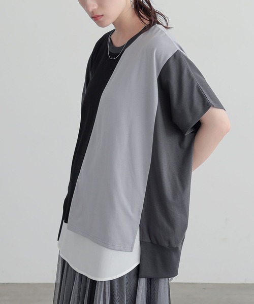 n'OrLABEL(ノアールレーベル)の「3配色ドルマンカットソー(Tシャツ/カットソー・レディース・カーキ/チャコール/ブルー・FREE)」の11枚目の写真