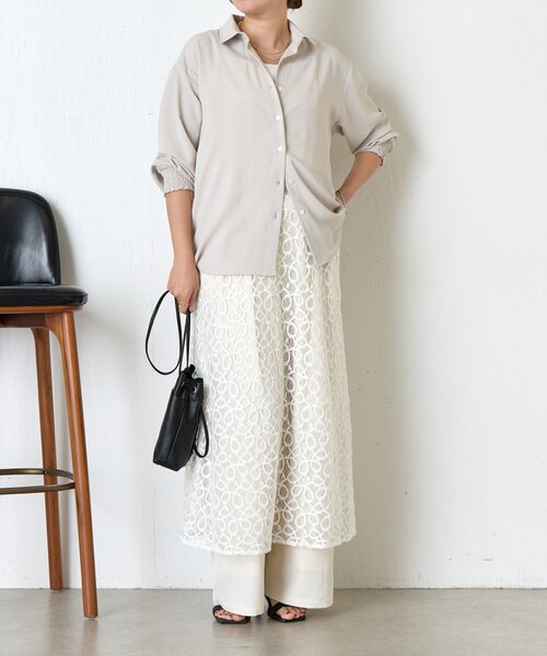 Jena espace merveilleux（ジェナ　エスパスメルヴェイユ）の「サテン切替レースキャミワンピース（ワンピース・レディース・ブラック/オフホワイト・FREE）」の10枚目の写真