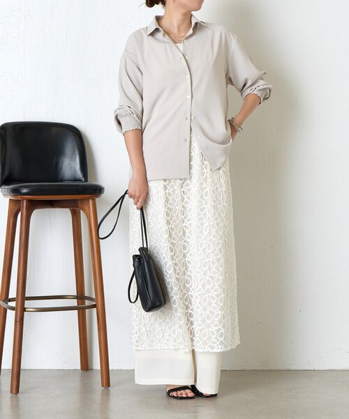 Jena espace merveilleux（ジェナ　エスパスメルヴェイユ）の「サテン切替レースキャミワンピース（ワンピース・レディース・ブラック/オフホワイト・FREE）」の9枚目の写真