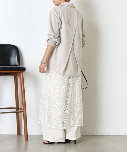 Jena espace merveilleux（ジェナ　エスパスメルヴェイユ）の「サテン切替レースキャミワンピース（ワンピース・レディース・ブラック/オフホワイト・FREE）」の8枚目の写真