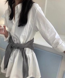 シャツ切り替えミニワンピース