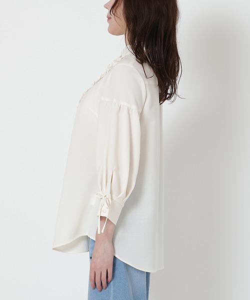 Rose Tiara（ローズティアラ）の「【接触冷感/イージーケア/手洗いOK】フリルブラウス（シャツ/ブラウス・レディース・オフホワイト/オレンジ/ブラック・46/42/38）」の17枚目の写真