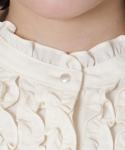 Rose Tiara（ローズティアラ）の「【接触冷感/イージーケア/手洗いOK】フリルブラウス（シャツ/ブラウス・レディース・オフホワイト/オレンジ/ブラック・46/42/38）」の21枚目の写真