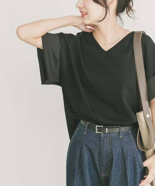 ITEMS URBANRESEARCH(アイテムズ アーバンリサーチ)の「Vネックドッキングニット(ニット/セーター・レディース・ブラック/グリーン/モカ・FREE)」の10枚目の写真