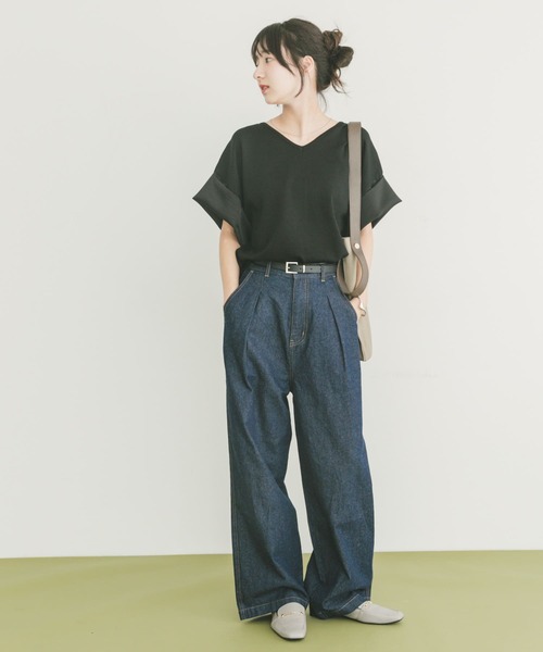 ITEMS URBANRESEARCH(アイテムズ アーバンリサーチ)の「Vネックドッキングニット(ニット/セーター・レディース・ブラック/グリーン/モカ・FREE)」の14枚目の写真