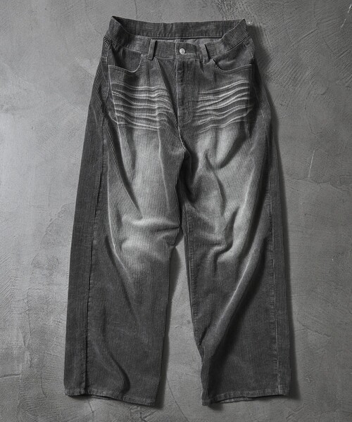 FREAK'S STORE（フリークスストア）の「限定展開 MR HEARTS/ミスターハーツ VINTAGE WASHED CORDUROY WIDE STRAIGHT PANTS（その他パンツ・メンズ・ブラウン/チャコールグレー/ブラック・SMALL/MEDIUM/LARGE）」の4枚目の写真