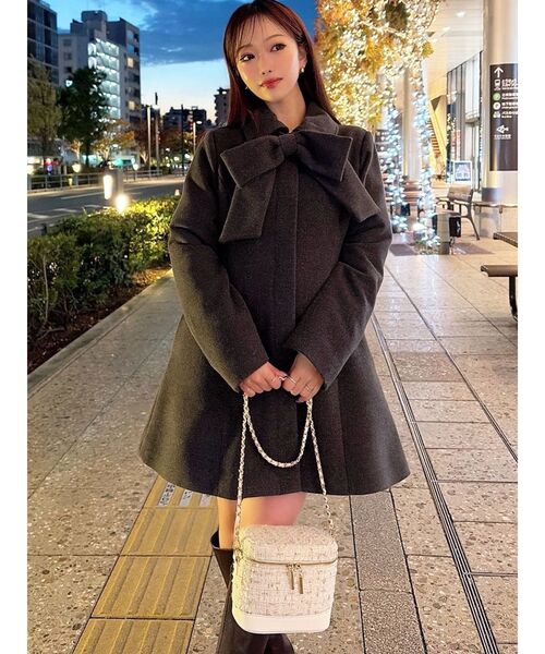 セール】ビッグリボンミディコート【完売カラーは品番：1526100148で