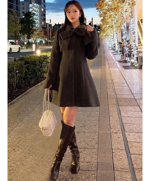 セール】ビッグリボンミディコート【完売カラーは品番：1526100148で