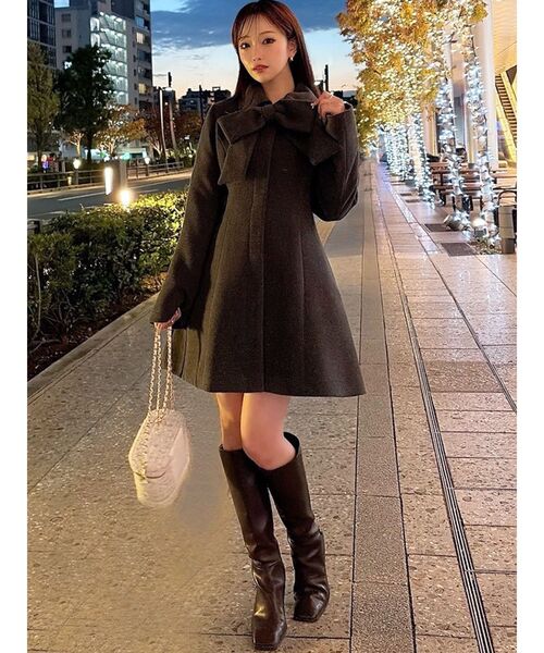 セール】ビッグリボンミディコート【完売カラーは品番：1526100148で