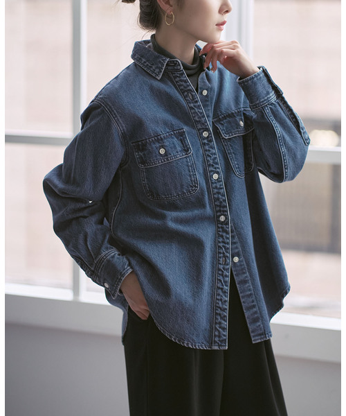 新品◯NEAU◯volume sleeve blouse (dark navy) STYLEMIXER ボリュームスリーブルーズニット NVY -ファッション通販