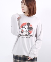 Disney(ディズニー)キャラクタープリント&サガラ刺繍 スウェットトレーナー レディース/ミッキーマウス/ミニーマウス