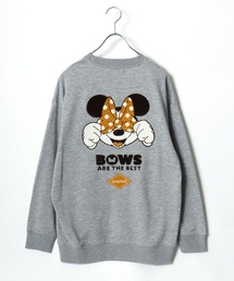 Disney(ディズニー)キャラクタープリント&サガラ刺繍 スウェットトレーナー レディース/ミッキーマウス/ミニーマウス