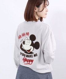 Disney(ディズニー)キャラクタープリント&サガラ刺繍 スウェットトレーナー レディース/ミッキーマウス/ミニーマウス