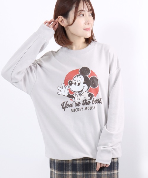 セール】Disney（ディズニー）キャラクタープリント＆サガラ刺繍