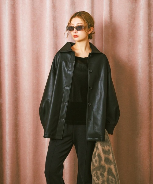 BAYFLOW（ベイフロー）の「フェイクレザージャケット（ブルゾン・レディース・ブラック・SMALL/MEDIUM）」の3枚目の写真