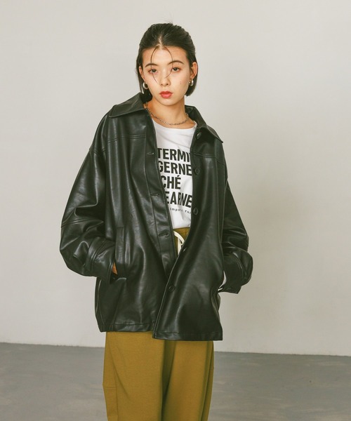 BAYFLOW（ベイフロー）の「フェイクレザージャケット（ブルゾン・レディース・ブラック・SMALL/MEDIUM）」の9枚目の写真