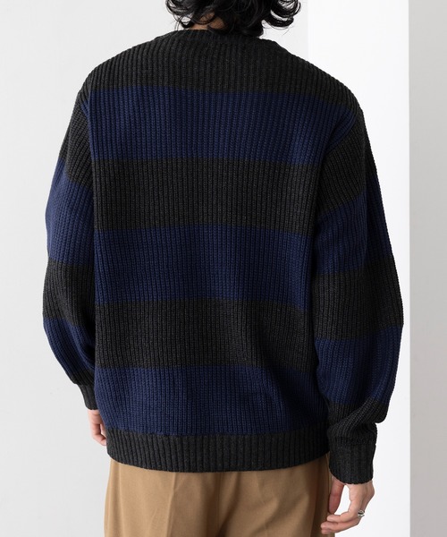 U.S. POLO ASSN.(ユーエスポロアッスン)の「【U.S. POLO ASSN.】ワンポイントロゴ ポニー刺繍 ラグビーストライプ クルーニット RUGBY STRIPES CREW SWE(ニット/セーター・メンズ・ネイビー/パープル/グリーン・S/M/L)」の9枚目の写真