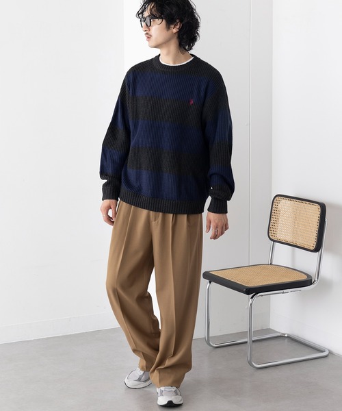 U.S. POLO ASSN.(ユーエスポロアッスン)の「【U.S. POLO ASSN.】ワンポイントロゴ ポニー刺繍 ラグビーストライプ クルーニット RUGBY STRIPES CREW SWE(ニット/セーター・メンズ・ネイビー/パープル/グリーン・S/M/L)」の10枚目の写真